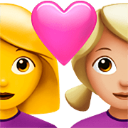 👩‍❤️‍👩🏼 Emoji Pareja Enamorada - Mujer, Mujer: Tono De Piel Claro Medio en Apple iOS 16.4.