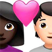 Emoji 👩🏿‍❤️‍🧑🏻 Coppia Con Cuore: Donna, persona, Carnagione Scura, Carnagione Chiara su Apple iOS 16.4.