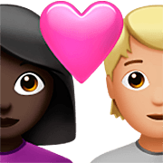 👩🏿‍❤️‍🧑🏼 Emoji Casal Apaixonado: Mulher, Pessoa, Pele Escura, Pele Morena Clara na Apple iOS 16.4.
