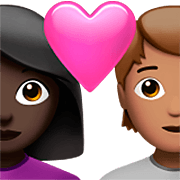 👩🏿‍❤️‍🧑🏽 Emoji Casal Apaixonado: Mulher, Pessoa, Pele Escura, Pele Morena na Apple iOS 16.4.