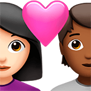 👩🏻‍❤️‍🧑🏾 Emoji Pareja Enamorada: Mujer, Persona, Tono De Piel Claro, Tono De Piel Oscuro Medio en Apple iOS 16.4.
