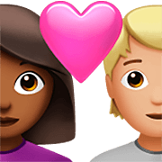 👩🏾‍❤️‍🧑🏼 Emoji Pareja Enamorada: Mujer, Persona, Tono De Piel Oscuro Medio, Tono De Piel Claro Medio en Apple iOS 16.4.