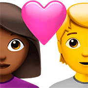 👩🏾‍❤️‍🧑 Emoji Liebespaar: Frau, Person, mitteldunkle Hautfarbe, Kein Hautton Apple iOS 16.4.