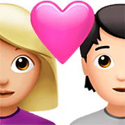 Emoji 👩🏼‍❤️‍🧑🏻 Coppia Con Cuore: Donna, persona, Carnagione Abbastanza Chiara, Carnagione Chiara su Apple iOS 16.4.