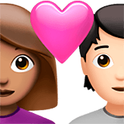 👩🏽‍❤️‍🧑🏻 Emoji Pareja Enamorada: Mujer, Persona, Tono De Piel Medio, Tono De Piel Claro en Apple iOS 16.4.