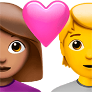 Emoji 👩🏽‍❤️‍🧑 Coppia Con Cuore: Donna, persona, Carnagione Olivastra, Nessun tono della pelle su Apple iOS 16.4.