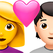 Emoji 👩‍❤️‍🧑🏻 Coppia Con Cuore: Donna, persona, Nessun tono della pelle, Carnagione Chiara su Apple iOS 16.4.