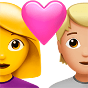Emoji 👩‍❤️‍🧑🏼 Coppia Con Cuore: Donna, persona, Nessun tono della pelle, Carnagione Abbastanza Chiara su Apple iOS 16.4.
