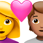 👩‍❤️‍🧑🏽 Emoji Pareja Enamorada: Mujer, Persona, Sin tono de piel, Tono De Piel Medio en Apple iOS 16.4.