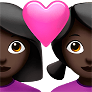 👩🏿‍❤️‍👩🏿 Emoji Pareja Enamorada - Mujer: Tono De Piel Oscuro, Mujer: Tono De Piel Oscuro en Apple iOS 16.4.