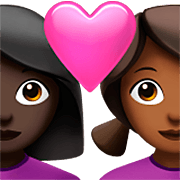 👩🏿‍❤️‍👩🏾 Emoji Casal Apaixonado - Mulher: Pele Escura, Mulher: Pele Morena Escura na Apple iOS 16.4.