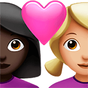 Emoji 👩🏿‍❤️‍👩🏼 Coppia Con Cuore - Donna: Carnagione Scura, Donna: Carnagione Abbastanza Chiara su Apple iOS 16.4.