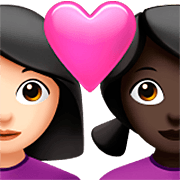 Émoji 👩🏻‍❤️‍👩🏿 Couple Avec Cœur - Femme: Peau Claire, Femme: Peau Foncée sur Apple iOS 16.4.
