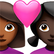 👩🏾‍❤️‍👩🏿 Emoji Pareja Enamorada - Mujer: Tono De Piel Oscuro Medio, Mujer: Tono De Piel Oscuro en Apple iOS 16.4.
