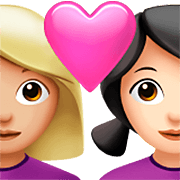Emoji 👩🏼‍❤️‍👩🏻 Coppia Con Cuore - Donna: Carnagione Abbastanza Chiara, Donna: Carnagione Chiara su Apple iOS 16.4.