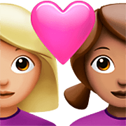 👩🏼‍❤️‍👩🏽 Emoji Casal Apaixonado - Mulher: Pele Morena Clara, Mulher: Pele Morena na Apple iOS 16.4.