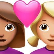 👩🏽‍❤️‍👩🏼 Emoji Liebespaar - Frau: mittlere Hautfarbe, Frau: mittelhelle Hautfarbe Apple iOS 16.4.
