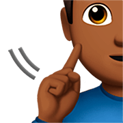 Emoji 🧏🏾‍♂️ Uomo Con Problemi Di Udito: Carnagione Abbastanza Scura su Apple iOS 16.4.