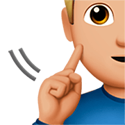 Emoji 🧏🏼‍♂️ Uomo Con Problemi Di Udito: Carnagione Abbastanza Chiara su Apple iOS 16.4.
