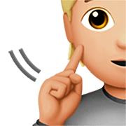 Emoji 🧏🏼 Persona Con Problemi Di Udito: Carnagione Abbastanza Chiara su Apple iOS 16.4.