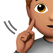 Emoji 🧏🏽 Persona Con Problemi Di Udito: Carnagione Olivastra su Apple iOS 16.4.