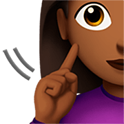 🧏🏾‍♀️ Emoji Mujer Sorda: Tono De Piel Oscuro Medio en Apple iOS 16.4.