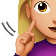 🧏🏼‍♀️ Emoji gehörlose Frau: mittelhelle Hautfarbe Apple iOS 16.4.