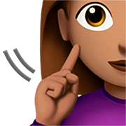 Emoji 🧏🏽‍♀️ Donna Con Problemi Di Udito: Carnagione Olivastra su Apple iOS 16.4.