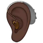 🦻🏿 Emoji Ohr mit Hörhilfe: dunkle Hautfarbe Apple iOS 16.4.