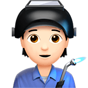 Emoji 🧑🏻‍🏭 Persona Che Lavora In Fabbrica: Carnagione Chiara su Apple iOS 16.4.