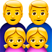 👨‍👨‍👧‍👧 Emoji Familie: Mann, Mann, Mädchen und Mädchen Apple iOS 16.4.