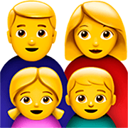 👨‍👩‍👧‍👦 Emoji Familie: Mann, Frau, Mädchen und Junge Apple iOS 16.4.