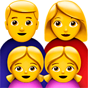 👨‍👩‍👧‍👧 Emoji Familie: Mann, Frau, Mädchen und Mädchen Apple iOS 16.4.