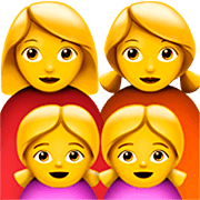 👩‍👩‍👧‍👧 Emoji Familie: Frau, Frau, Mädchen und Mädchen Apple iOS 16.4.