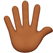 🖐🏾 Emoji Mão Aberta Com Os Dedos Separados: Pele Morena Escura na Apple iOS 16.4.