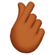 🫰🏾 Emoji Mão Com Dedo İndicador E Polegar Cruzado: Pele Morena Escura na Apple iOS 16.4.