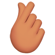 🫰🏽 Emoji Mano Con El Dedo Índice Y El Pulgar Cruzados: Tono De Piel Medio en Apple iOS 16.4.
