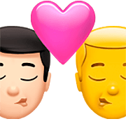 Emoji 👨🏻‍❤️‍💋‍👨 Bacio Tra Coppia - Uomo: Carnagione Chiara, Hombre su Apple iOS 16.4.