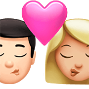 Emoji 👨🏻‍❤️‍💋‍👩🏼 Bacio Tra Coppia - Uomo: Carnagione Chiara, Donna: Carnagione Abbastanza Chiara su Apple iOS 16.4.