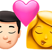 Emoji 👨🏻‍❤️‍💋‍👩 Bacio Tra Coppia - Uomo: Carnagione Chiara, Donna su Apple iOS 16.4.