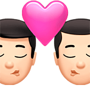 👨🏻‍❤️‍💋‍👨🏻 Emoji sich küssendes Paar - Mann: helle Hautfarbe, Mann: helle Hautfarbe Apple iOS 16.4.