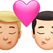 👨🏼‍❤️‍💋‍👨🏻 Emoji Beso - Hombre: Tono De Piel Claro Medio, Hombre: Tono De Piel Claro en Apple iOS 16.4.