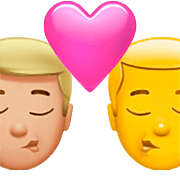 👨🏼‍❤️‍💋‍👨 Emoji Beijo - Homem: Pele Morena Clara, Homem na Apple iOS 16.4.