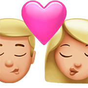 Emoji 👨🏼‍❤️‍💋‍👩🏼 Bacio Tra Coppia - Uomo: Carnagione Abbastanza Chiara, Donna: Carnagione Abbastanza Chiara su Apple iOS 16.4.