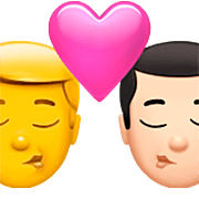 👨‍❤️‍💋‍👨🏻 Emoji sich küssendes Paar - Mann, Mann: helle Hautfarbe Apple iOS 16.4.
