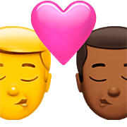👨‍❤️‍💋‍👨🏾 Emoji Beijo - Homem, Homem: Pele Morena Escura na Apple iOS 16.4.