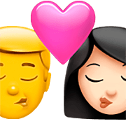 Emoji 👨‍❤️‍💋‍👩🏻 Bacio Tra Coppia - Uomo, Donna: Carnagione Chiara su Apple iOS 16.4.