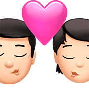 Emoji 👨🏻‍❤️‍💋‍🧑🏻 Bacio Tra Coppia: uomo, persona, Carnagione Chiara su Apple iOS 16.4.
