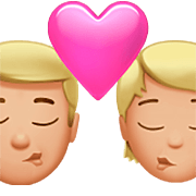 👨🏼‍❤️‍💋‍🧑🏼 Emoji sich küssendes Paar: Mannn, Person, mittelhelle Hautfarbe Apple iOS 16.4.
