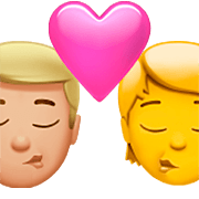 Emoji 👨🏼‍❤️‍💋‍🧑 Bacio Tra Coppia: uomo, persona, Carnagione Abbastanza Chiara, Nessun tono della pelle su Apple iOS 16.4.